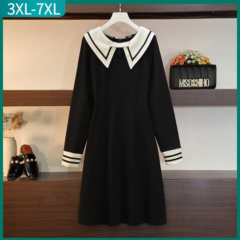 New 2023 Autumn Winter Plus Size Dress For Women Large Size Loose Long Sleeve Black Cotton Midi Dress 3XL 4XL 5XL 6XL 7XL
New 2023 Autumn Winter Plus Size Dress For Women Large Size Loose Long Sleeve Black Cotton Midi Dress 3XL 4XL 5XL 6XL 7XL