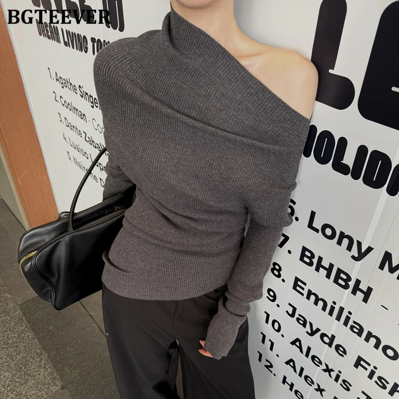 BGTEEVER Elegant Slash Neck Pullovers Sweaters for Women Autumn Winter Fashion Long Sleeve Slim Ladies Knitted Jumpers
BGTEEVER Elegant Slash Neck Pullovers Sweaters for Women Autumn Winter Fashion Long Sleeve Slim Ladies Knitted Jumpers