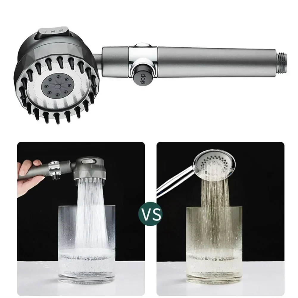 4 в 1, насадка для душа высокого давления, 3 режима, регулируемый спрей с массажной щеткой, фильтр, смеситель для дождевого душа, аксессуары для ванной комнаты 
4 в 1, насадка для душа высокого давления, 3 режима, регулируемый спрей с массажной щеткой, фильтр, смеситель для дождевого душа, аксессуары для ванной комнаты