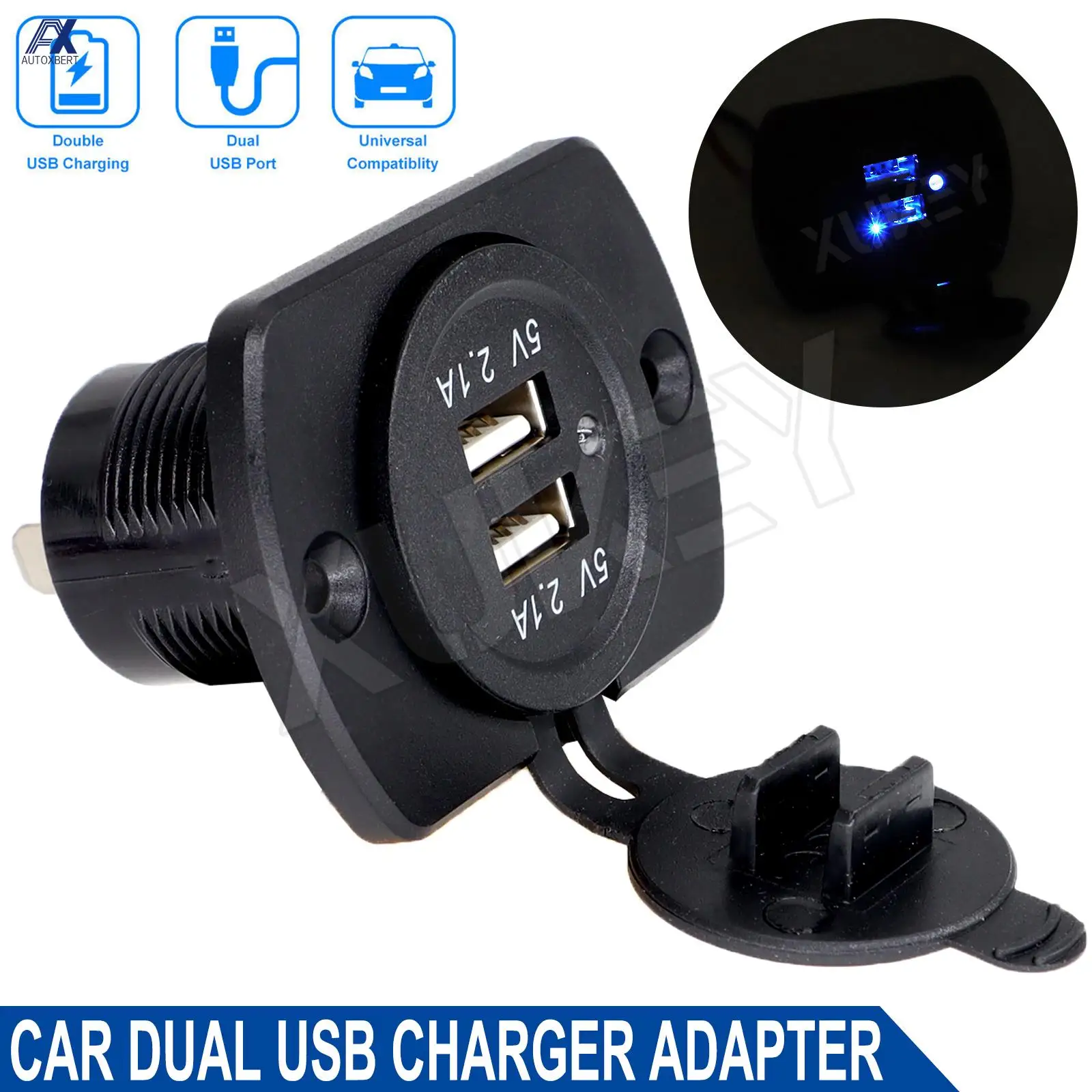 Car Dual USB 2 Ports Charger Socket 4.2A Phone Power Outlet Panel Adapter LED Light 12-24V Waterproof For Car Boat Marine Truck
Car Dual USB 2 Ports Charger Socket 4.2A Phone Power Outlet Panel Adapter LED Light 12-24V Waterproof For Car Boat Marine Truck
