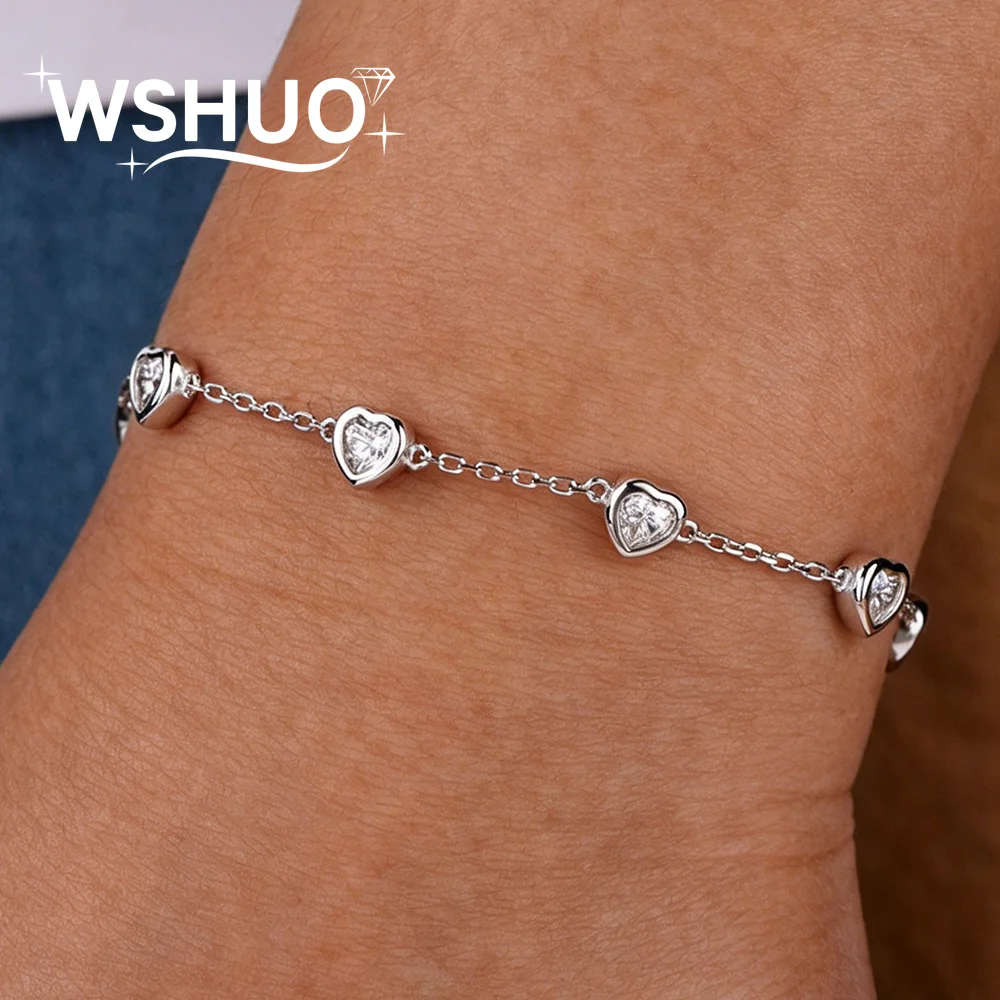 4mm Heart Moissanite Bracelets for Women D Color VVS1 Bezel Set Lab Diamond Wrist Chain Adjustable S925 Silver with Certificate
4mm Heart Moissanite Bracelets for Women D Color VVS1 Bezel Set Lab Diamond Wrist Chain Adjustable S925 Silver with Certificate