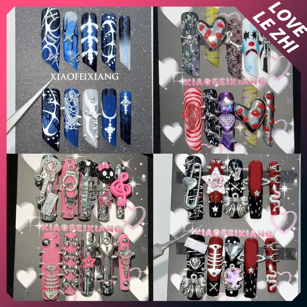 10Pcs Heavy Metal Style Long Coffin Handmade Press On Nail Y2K Cartoon 3D Rhinestone Rivets Handcuffs Lock Detachable Fake Nail
10Pcs Heavy Metal Style Long Coffin Handmade Press On Nail Y2K Cartoon 3D Rhinestone Rivets Handcuffs Lock Detachable Fake Nail