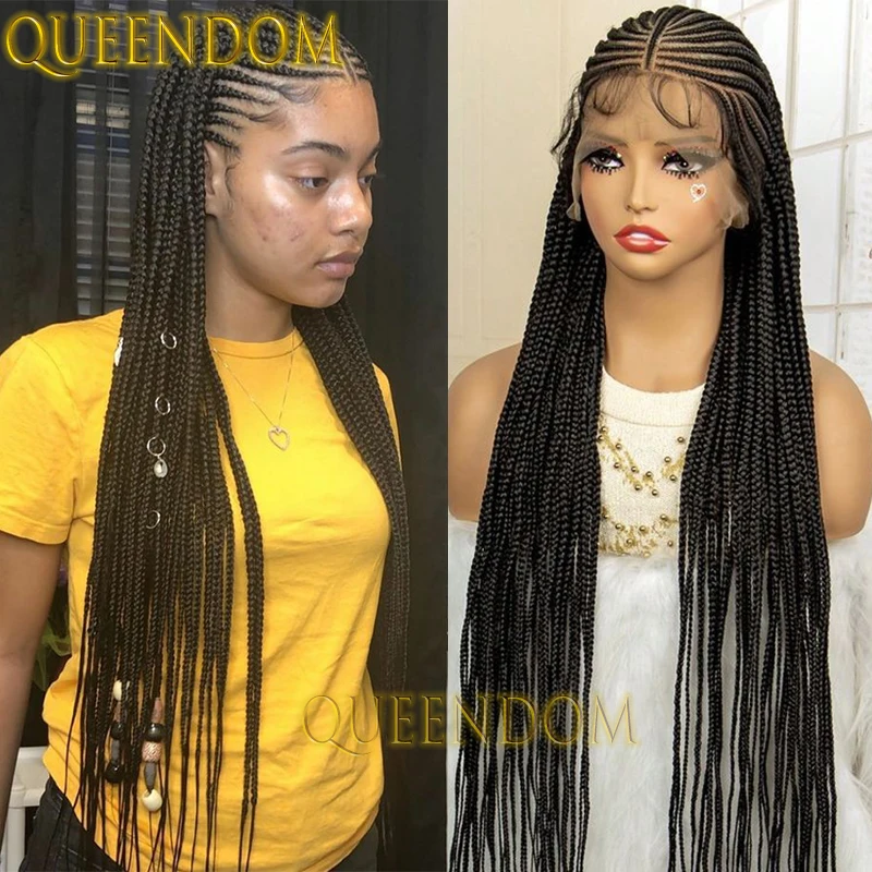 Synthetic Distressed Cornrow Braids Wig 360 Transparent Full Lace Box Braided Wig for Black Women 32 Inch Long Silky Braids Wig
Synthetic Distressed Cornrow Braids Wig 360 Transparent Full Lace Box Braided Wig for Black Women 32 Inch Long Silky Braids Wig