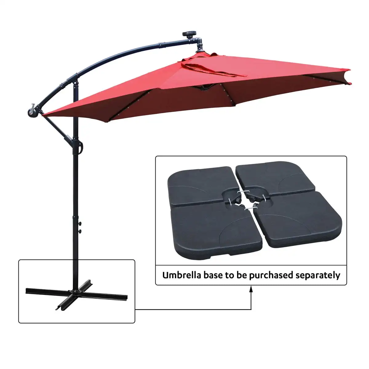 10ft Outdoor Hanging Offset Cantilever Solar LED Umbrella with Crank, Heavy Duty Steel Sun Shade for
10ft Outdoor Hanging Offset Cantilever Solar LED Umbrella with Crank, Heavy Duty Steel Sun Shade for