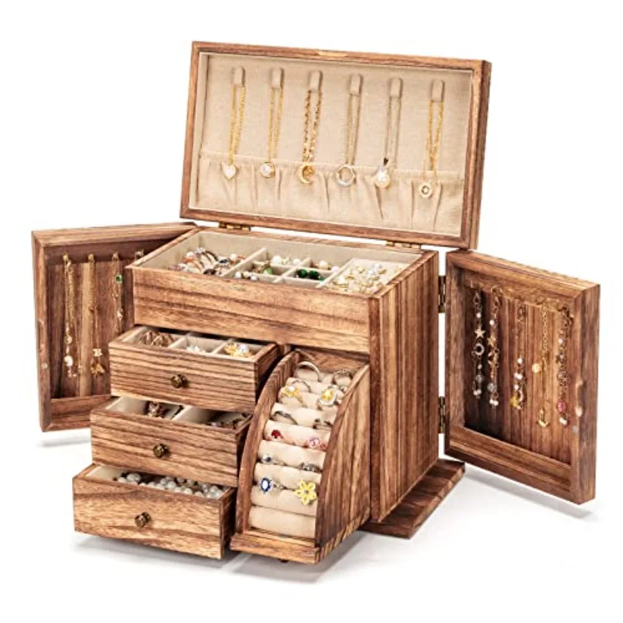 Jewelry Box Organizer Solid Wood Jewelry Boxes for Women for Storage and Display Necklace Ring Earring Bracelet Rustic Style Je
Jewelry Box Organizer Solid Wood Jewelry Boxes for Women for Storage and Display Necklace Ring Earring Bracelet Rustic Style Je
