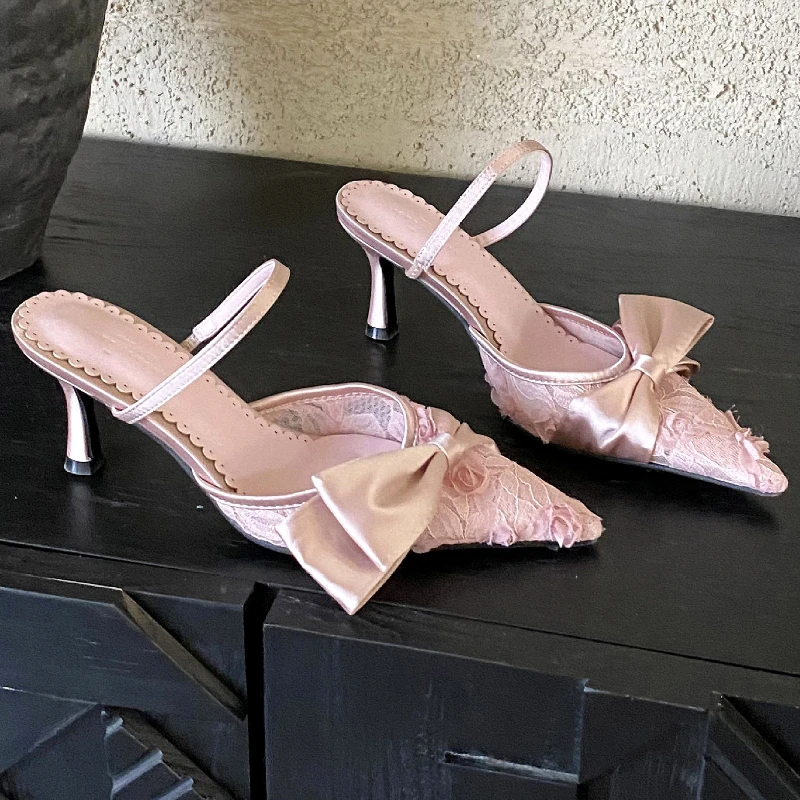 Sexy Lace Butterfly-knot Thin High Heels Women Pointed Toe Slingbacks Dress Shoes Footwear Designer Mules Slippers Women Sandals
Sexy Lace Butterfly-knot Thin High Heels Women Pointed Toe Slingbacks Dress Shoes Footwear Designer Mules Slippers Women Sandals