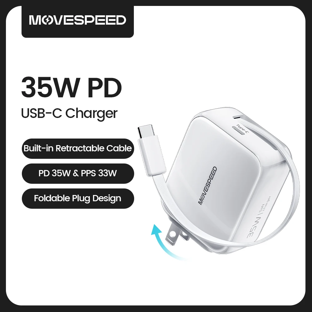 MOVESPEED 35W USB C Charger,Foldable PPS PD Fast Charging Charger,Retractable Cable GaN Charger for iPhone 16 15 Galaxy S24 23
MOVESPEED 35W USB C Charger,Foldable PPS PD Fast Charging Charger,Retractable Cable GaN Charger for iPhone 16 15 Galaxy S24 23