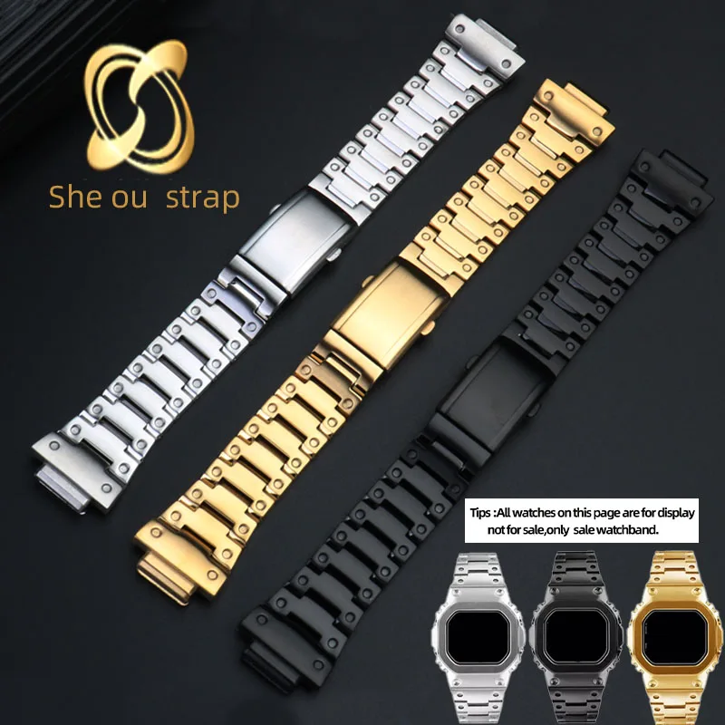 Ремешок из нержавеющей стали для часов Casio GM-5600 DW5600/5610, черный, серебристый, золотой ремешок для часов
Ремешок из нержавеющей стали для часов Casio GM-5600 DW5600/5610, черный, серебристый, золотой ремешок для часов
