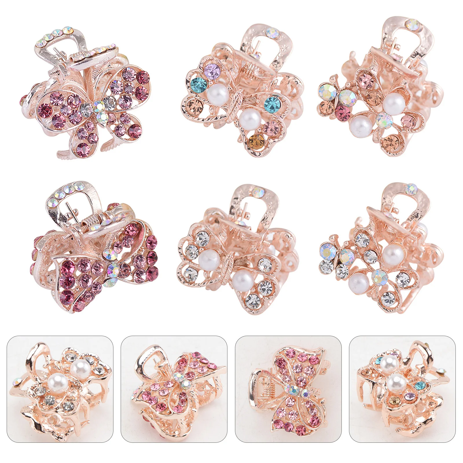 6Pcs Rhinestone Crystal Small Jaw Claw Hair Clips Mini Metal Heart Bow Design Hair Accessories for Women Girls Party Home Office
6Pcs Rhinestone Crystal Small Jaw Claw Hair Clips Mini Metal Heart Bow Design Hair Accessories for Women Girls Party Home Office
