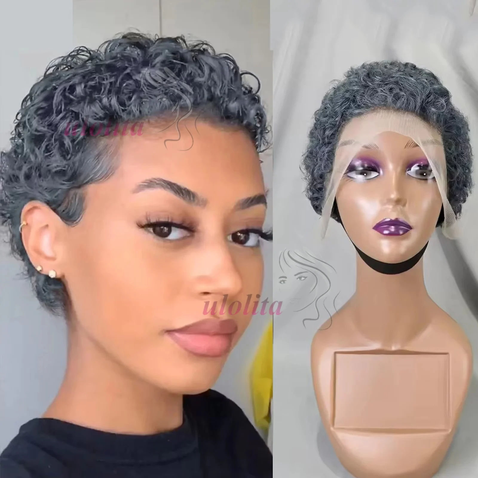 Gray Color Pixie Cut Curly Wave Human Hair Wigs 13x4 Transparent Lace Front Short Afro KinkyCurly Human Hair Wig for Black Women
Gray Color Pixie Cut Curly Wave Human Hair Wigs 13x4 Transparent Lace Front Short Afro KinkyCurly Human Hair Wig for Black Women