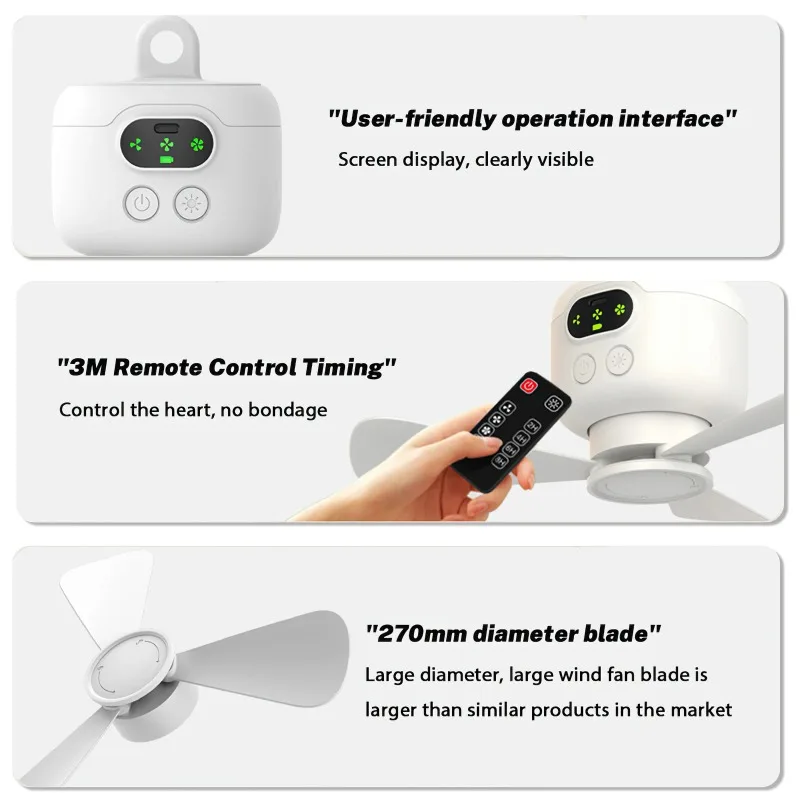 【Premium】Portable Ceiling Fans 8000mAh Outdoor Camping Fan Tent Cooler Rechargeable Electric Fan Remote Control LED Lighting
【Premium】Portable Ceiling Fans 8000mAh Outdoor Camping Fan Tent Cooler Rechargeable Electric Fan Remote Control LED Lighting