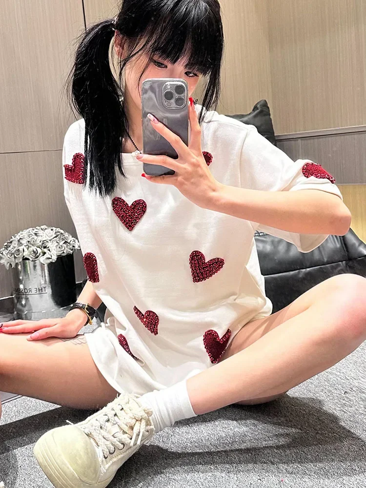 Summer New Round Neck Oversized Fashion Y2k Top European Heavy Industry Three-Dimensional Love Embroidered Short Sleeved T-shirt
Summer New Round Neck Oversized Fashion Y2k Top European Heavy Industry Three-Dimensional Love Embroidered Short Sleeved T-shirt