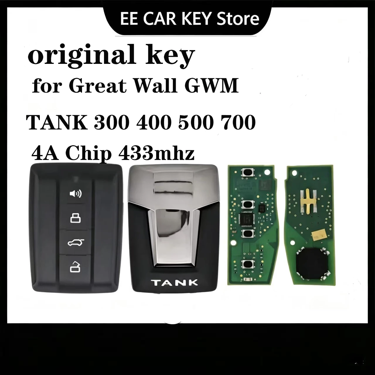 Original OEM Remote Key Fob Keyless ID4A Chip 433MHz for Great Wall GWM TANK 300 400 500 700
Original OEM Remote Key Fob Keyless ID4A Chip 433MHz for Great Wall GWM TANK 300 400 500 700