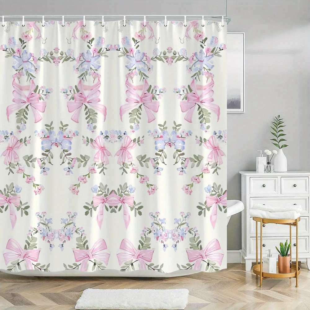 1 винтажная занавеска для душа с цветочным бантом — с зелеными листьями и розовым атласным бантом на кремовом фоне, полиэстер, который можно стирать в машине
1 винтажная занавеска для душа с цветочным бантом — с зелеными листьями и розовым атласным бантом на кремовом фоне, полиэстер, который можно стирать в машине