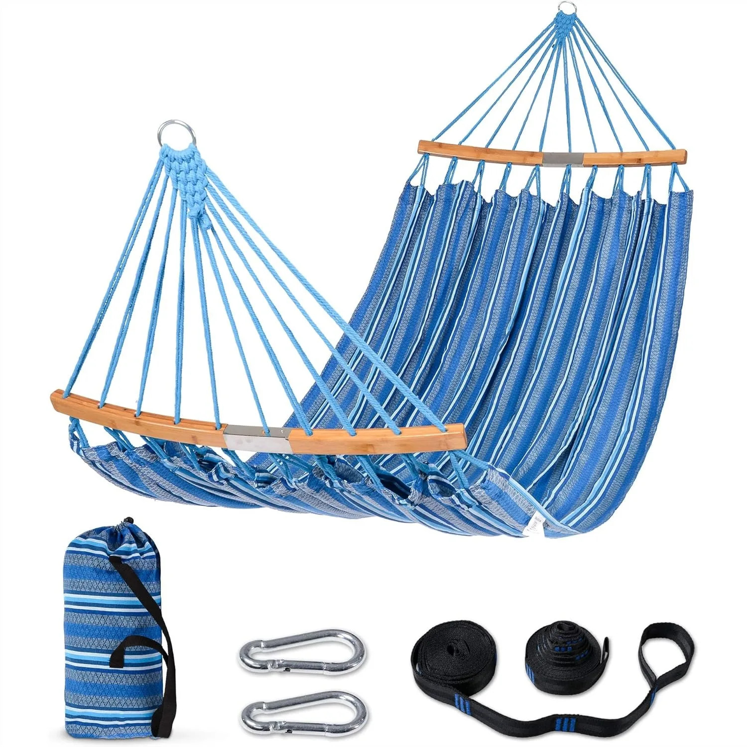 Double Hammock with Curved Spreader Bar, Outdoor Portable Hammock for Patio Backyard, Max 450lbs Capacity, Blue
Double Hammock with Curved Spreader Bar, Outdoor Portable Hammock for Patio Backyard, Max 450lbs Capacity, Blue