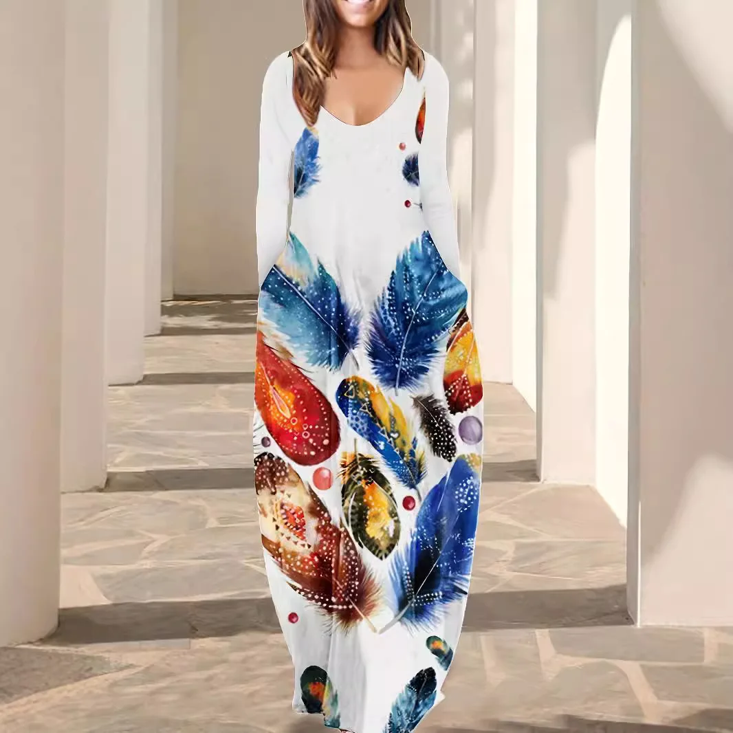 Plus size Women's clothing long dress digital print V-neck plus size loose casual fashion long dress fashionable and comfortable
Plus size Women's clothing long dress digital print V-neck plus size loose casual fashion long dress fashionable and comfortable