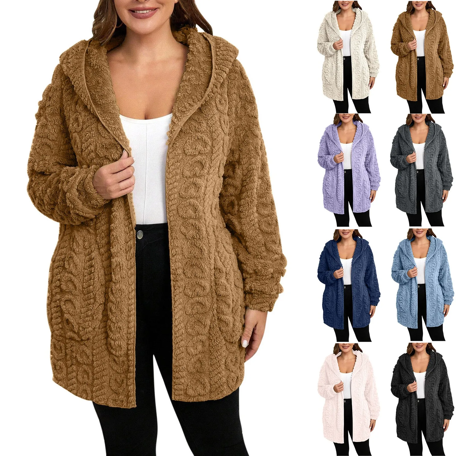 2025 Women'S Winter Clothing Women Hooded Cardigan Fuzzy Jacket Winter Open Front Fleece Coat Outwear кожаная куртка женская
2025 Women'S Winter Clothing Women Hooded Cardigan Fuzzy Jacket Winter Open Front Fleece Coat Outwear кожаная куртка женская