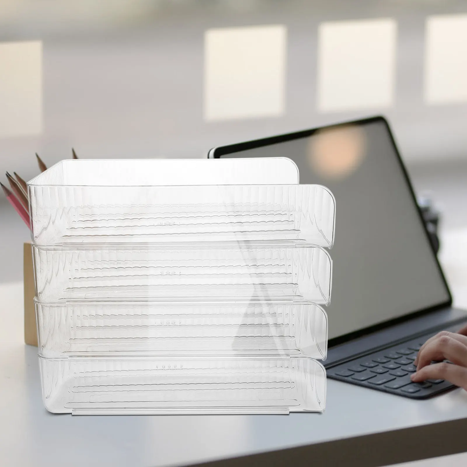 Набор из 4 прозрачных лотков-органайзеров для бумаг, настольный держатель для документов, решение для хранения писем и файлов на рабочем столе, лотки для бумаги и файлов
Набор из 4 прозрачных лотков-органайзеров для бумаг, настольный держатель для документов, решение для хранения писем и файлов на рабочем столе, лотки для бумаги и файлов