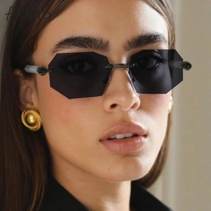 Punk Rectangle Rimless Sunglasses Women 2025 Luxury Brand Vintage Polygon Metal Frame Sun Glasses For Lady Trendy UV400 Shades
Punk Rectangle Rimless Sunglasses Women 2025 Luxury Brand Vintage Polygon Metal Frame Sun Glasses For Lady Trendy UV400 Shades