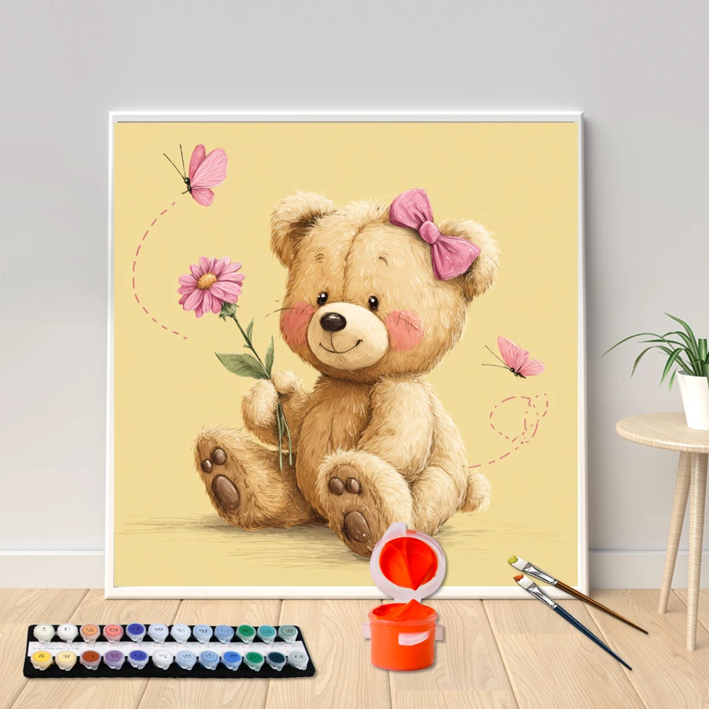 Painting By Numbers acrylic painting square canvas set Bowknot Bear DIY hand-painted home decoration
Painting By Numbers acrylic painting square canvas set Bowknot Bear DIY hand-painted home decoration