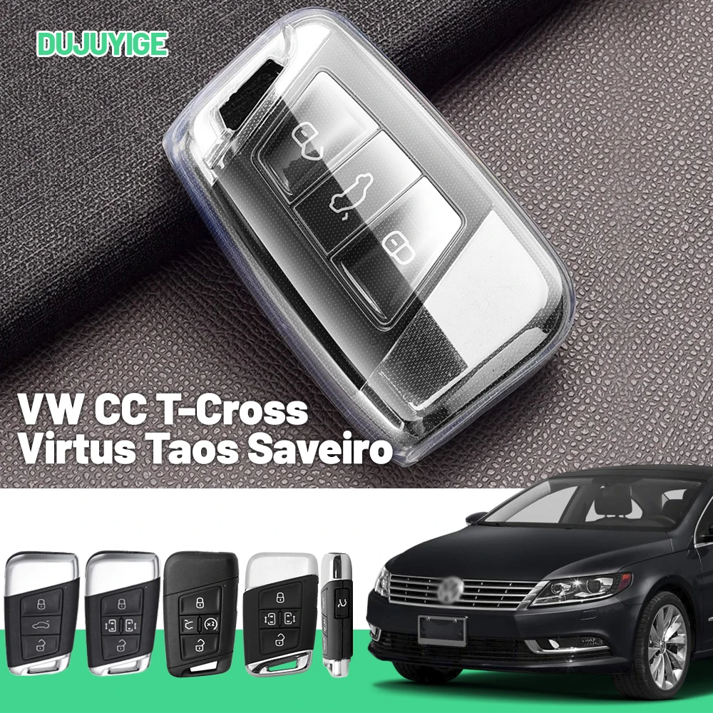 Clear TPU Car Key Case For VW CC T-Cross Virtus Taos Saveiro Key Fob Cover Protector Shell Auto Accessories
Clear TPU Car Key Case For VW CC T-Cross Virtus Taos Saveiro Key Fob Cover Protector Shell Auto Accessories