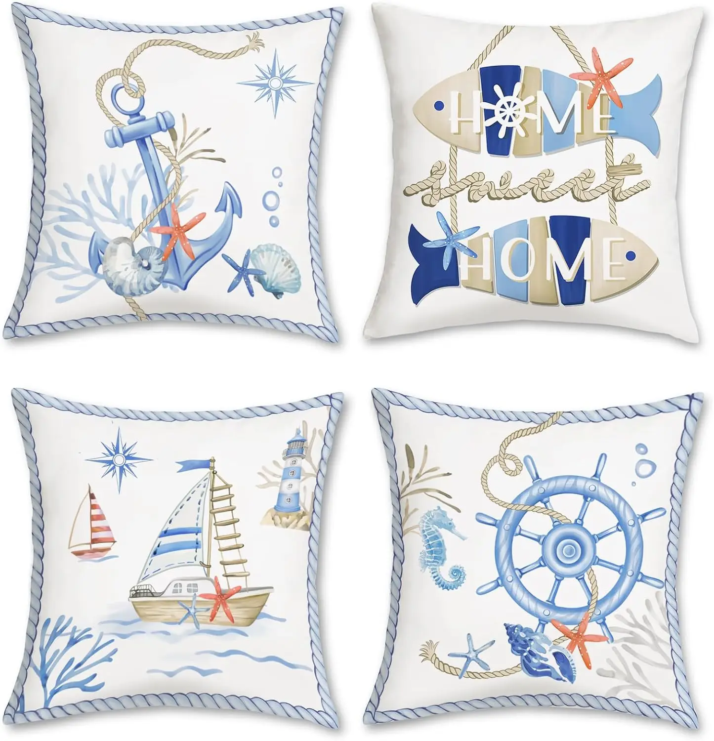 Nautical Ocean Throw Pillow Covers 18 X 18 H Set Of 4 Sailboat Anchor Rudder Farmhouse Decorative Pillows Polyester Linen
Nautical Ocean Throw Pillow Covers 18 X 18 H Set Of 4 Sailboat Anchor Rudder Farmhouse Decorative Pillows Polyester Linen