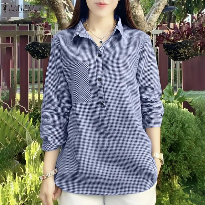 2026 ZANZEA Vintage Women 3/4 Sleeve Plaid Blouse Summer Office Shirt Casual Lapel Neck Buttons Up Tops Mujer Chemise Overszize
2026 ZANZEA Vintage Women 3/4 Sleeve Plaid Blouse Summer Office Shirt Casual Lapel Neck Buttons Up Tops Mujer Chemise Overszize