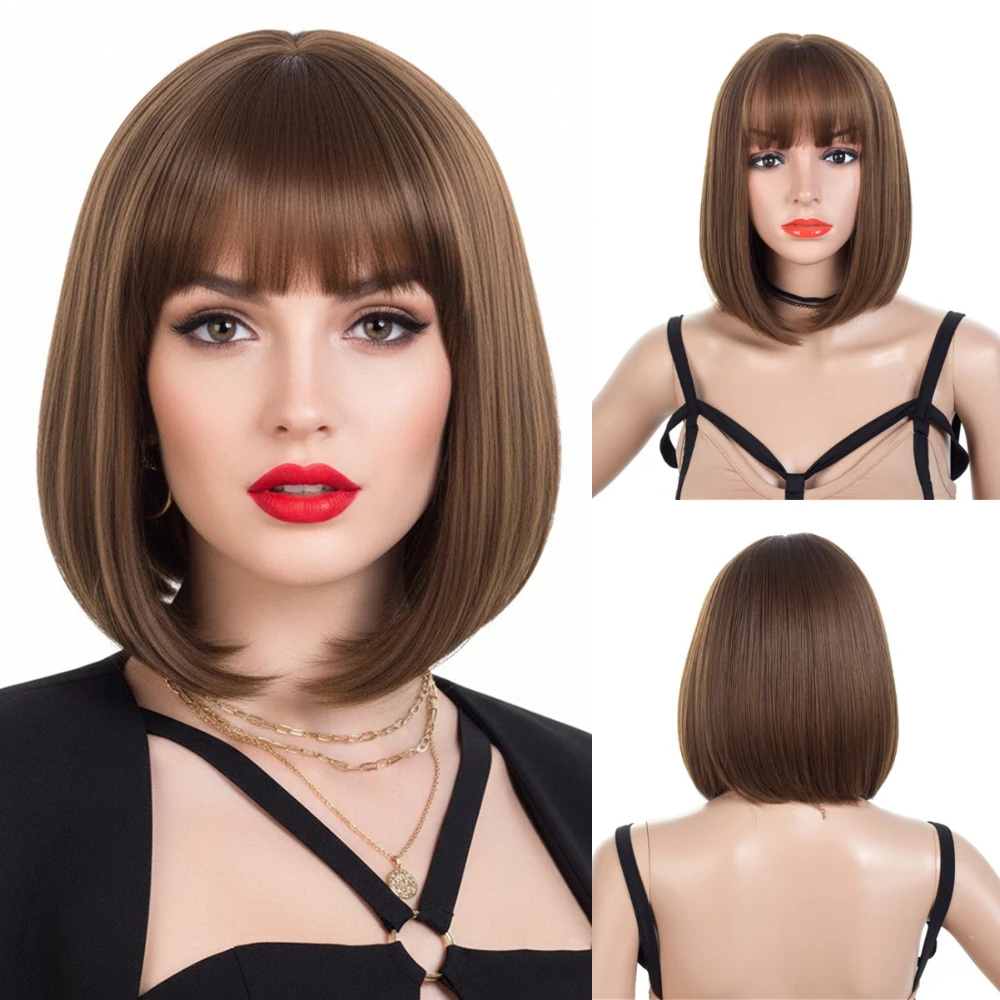 Women Natural Short Straight Brown Wig With Cut Bang Soft Synthetic Heat Resistant Cosplay Daily Wig
Women Natural Short Straight Brown Wig With Cut Bang Soft Synthetic Heat Resistant Cosplay Daily Wig