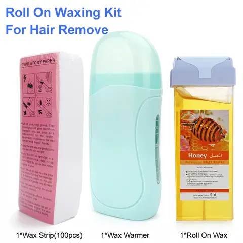 Roll On Waxing Kit With Wax Cartridges And Wax Strips 3 In 1 Soft Wax Heater Kit Hair Removal Wax Wax Paper Waxing Kits Warmer