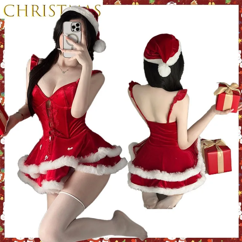 Christmas Costume Velvet Dress Cute Pure Seductive Style Cosplay Outfit for Stage Performance Hooded Shawl Christmas Girl Set
Christmas Costume Velvet Dress Cute Pure Seductive Style Cosplay Outfit for Stage Performance Hooded Shawl Christmas Girl Set