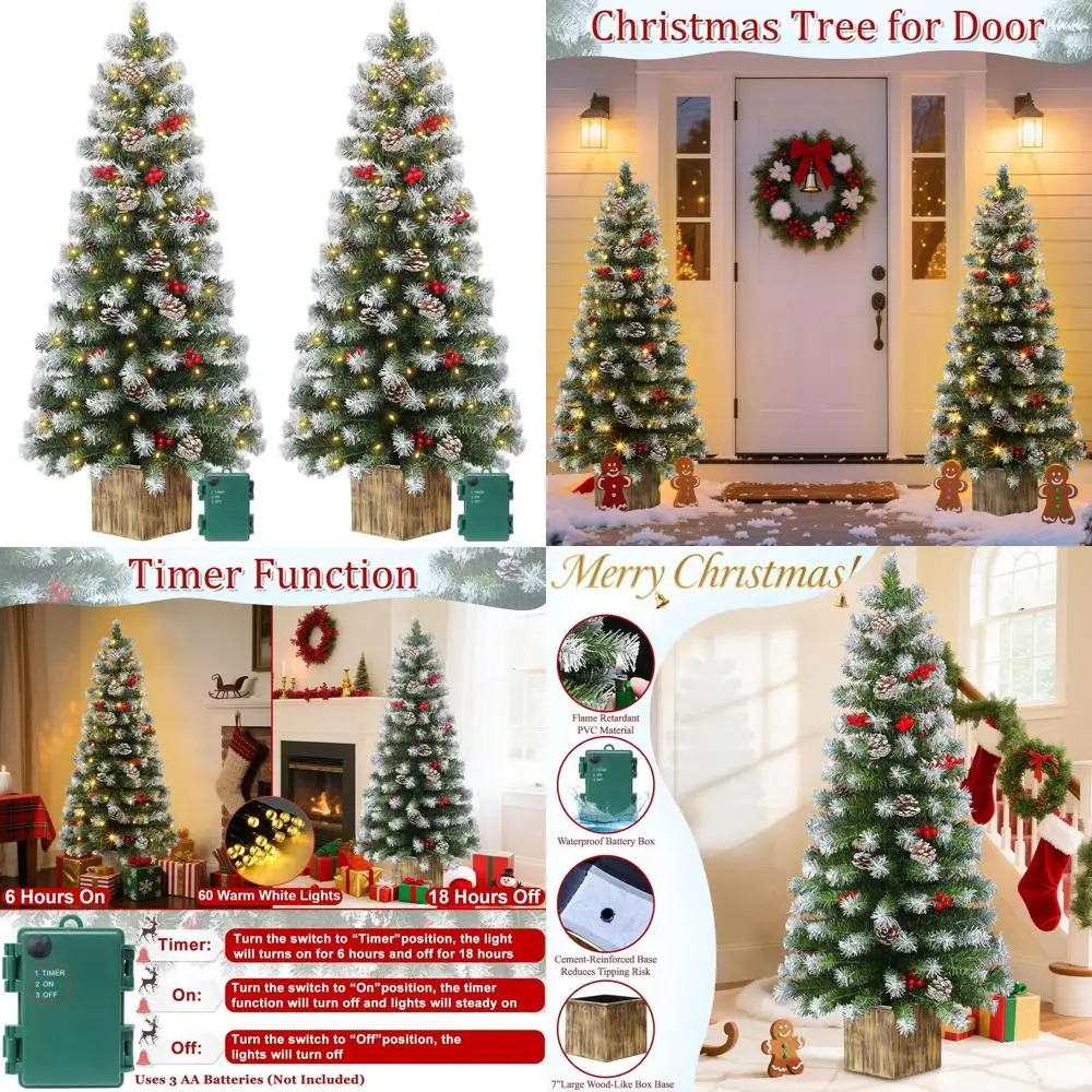 Искусственная рождественская елка высотой 4 фута с 60 светодиодными фонарями, водонепроницаемым батарейным отсеком и украшением сосновых шишек и ягодами
Искусственная рождественская елка высотой 4 фута с 60 светодиодными фонарями, водонепроницаемым батарейным отсеком и украшением сосновых шишек и ягодами