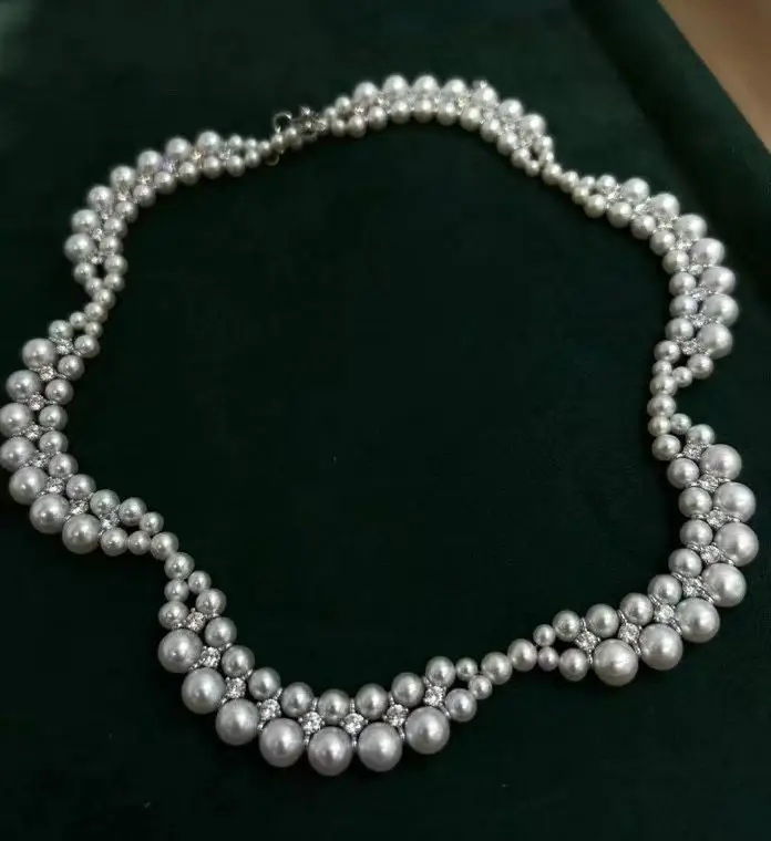 Certificated Gorgeous 925 Silver Aurora Luster Natural Pearls Moissanite Diamond Lace Choker Necklace Women Collar High Jewelry
Certificated Gorgeous 925 Silver Aurora Luster Natural Pearls Moissanite Diamond Lace Choker Necklace Women Collar High Jewelry