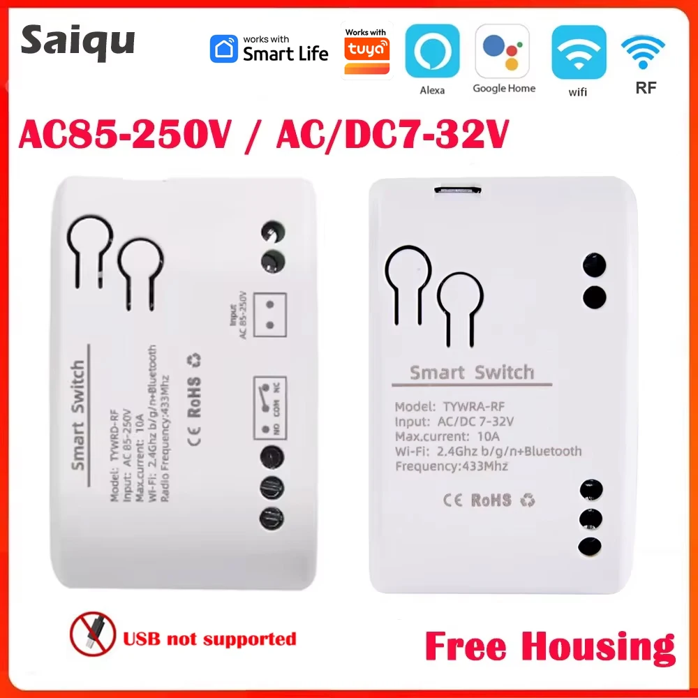 WiFi Tuya Smart 1CH Switch 220V 10A Relay Module APP Remote Control 12V 24V 220V 85-250V RF433 Receiver Google Home Alexa
WiFi Tuya Smart 1CH Switch 220V 10A Relay Module APP Remote Control 12V 24V 220V 85-250V RF433 Receiver Google Home Alexa