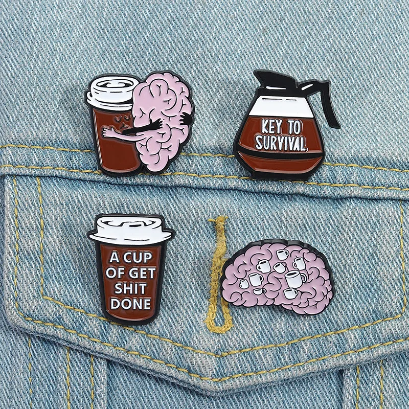 Cartoon Creative Coffee Brain Enamel Pins Wake up and stay alert. Drink coffee Brooch Badge Backpack Clothing Accessories Gift
Cartoon Creative Coffee Brain Enamel Pins Wake up and stay alert. Drink coffee Brooch Badge Backpack Clothing Accessories Gift