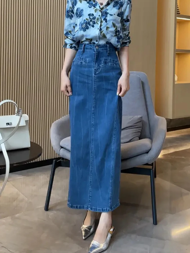 Джинсовая юбка с разрезом в стиле ретро, женские повседневные облегающие юбки с высокой талией, новинка 2025, осеннее синее прямое полуплатье на молнии
Джинсовая юбка с разрезом в стиле ретро, женские повседневные облегающие юбки с высокой талией, новинка 2025, осеннее синее прямое полуплатье на молнии