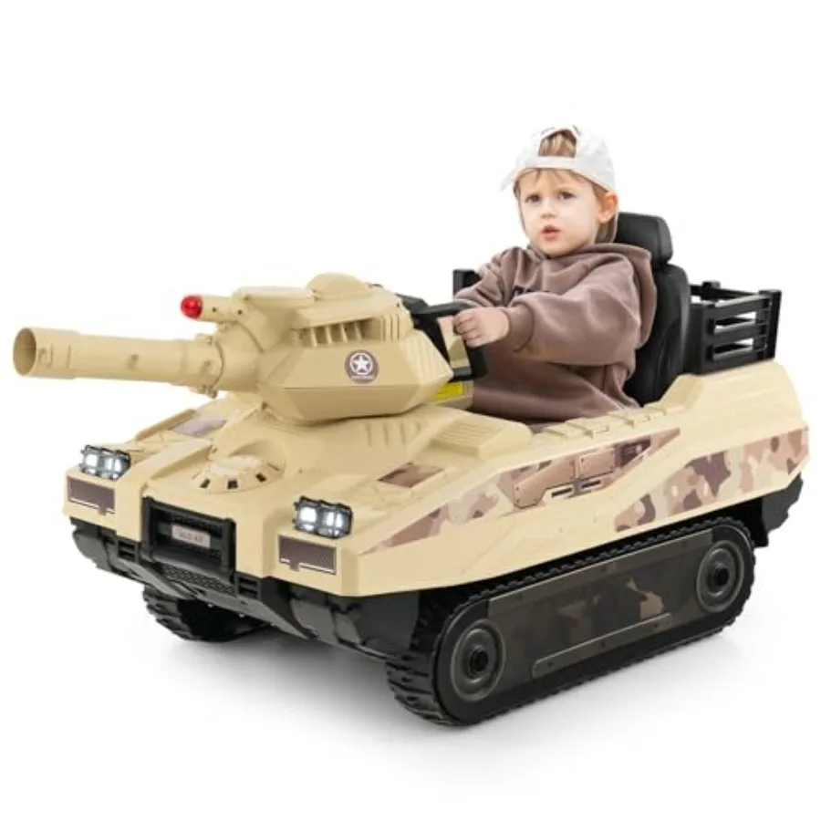 Ride On Tank 12V 12AH Battery Powered Toy Tank with Rubber Tracks Rotatable Turret Working Cannon Music Wireless Design 8 Missi
Ride On Tank 12V 12AH Battery Powered Toy Tank with Rubber Tracks Rotatable Turret Working Cannon Music Wireless Design 8 Missi