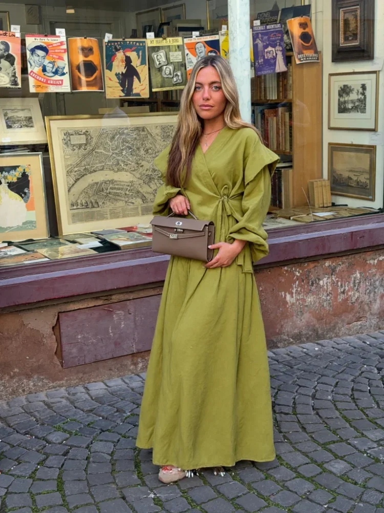 Cotton Lined Women's Skirt Suit Loose V-neck Lace Up Puff Sleeve High Waist Long Skirts Female 2 Pieces Summer Lady Beach Outfit
Cotton Lined Women's Skirt Suit Loose V-neck Lace Up Puff Sleeve High Waist Long Skirts Female 2 Pieces Summer Lady Beach Outfit