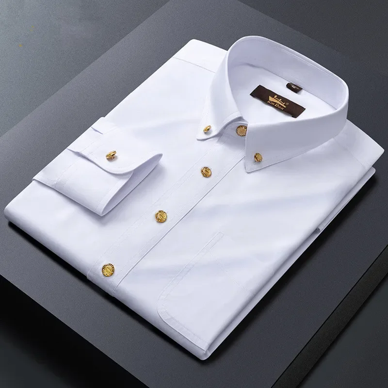 Spring New Men's Long Sleeve Business Slim-fit Copper Buckle Bamboo Fiber Shirt 11colors Free Ironing Office's Work Top 
Spring New Men's Long Sleeve Business Slim-fit Copper Buckle Bamboo Fiber Shirt 11colors Free Ironing Office's Work Top