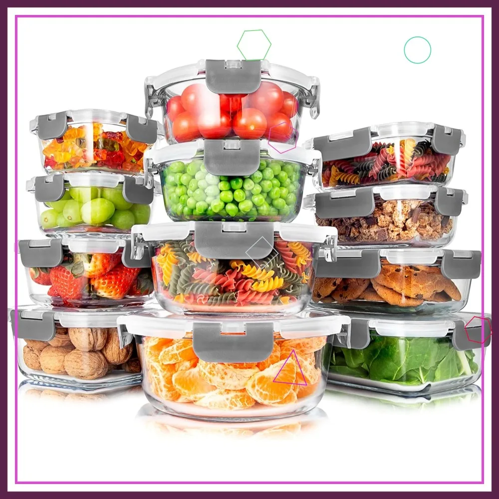 Набор из 24 стеклянных контейнеров для хранения с крышками, герметичные и пригодные для мытья в посудомоечной машине, идеально подходят для подготовки еды и организации кухни
Набор из 24 стеклянных контейнеров для хранения с крышками, герметичные и пригодные для мытья в посудомоечной машине, идеально подходят для подготовки еды и организации кухни