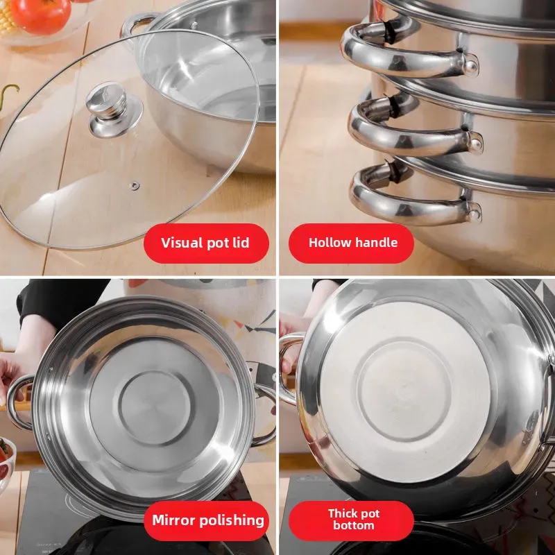 304 Stainless Steel Double Boiler Steam Pot Rice Noodle Roll Steamer Soup Pot Steamed Buns Cake Boilers Kitchen Tools Cookware
304 Stainless Steel Double Boiler Steam Pot Rice Noodle Roll Steamer Soup Pot Steamed Buns Cake Boilers Kitchen Tools Cookware