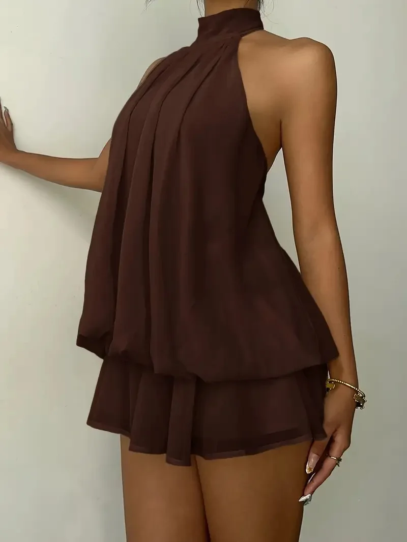 Summer Halter Mini Dress Women Lace Up Sleeveless Backless Solid Color Loose Dresses Streetwear 2026 Fashion Vacation Robes
Summer Halter Mini Dress Women Lace Up Sleeveless Backless Solid Color Loose Dresses Streetwear 2026 Fashion Vacation Robes