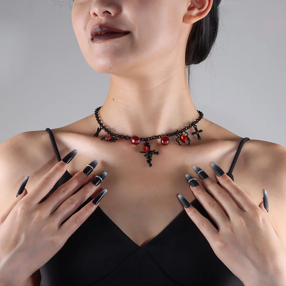 DIY accessories Cross-border Halloween Personality Spider Cross Collarbone Chain Black Sweet Cool Hottie Necklace NK25040
DIY accessories Cross-border Halloween Personality Spider Cross Collarbone Chain Black Sweet Cool Hottie Necklace NK25040