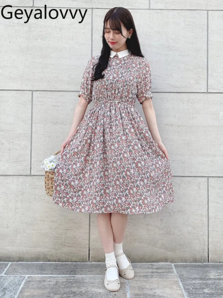 Sweet Girls Versatile Lapel Floral Short-sleeved Dress Summer New Japanese High-waisted Slim-fitting Mid-length Dresses
Sweet Girls Versatile Lapel Floral Short-sleeved Dress Summer New Japanese High-waisted Slim-fitting Mid-length Dresses
