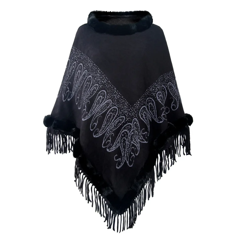 Fur Collar Winter Shawls And Wraps New Cape Print Tassel Coat Women Winter Lady Ponchos Capes Black
Fur Collar Winter Shawls And Wraps New Cape Print Tassel Coat Women Winter Lady Ponchos Capes Black