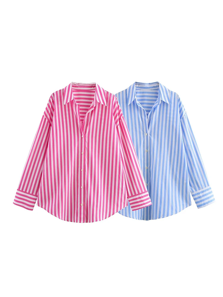 KUCLUT Women Fashion Striped Single Breasted Blouse Vintage Lapel Neck Long Sleeves Female Chic Lady Shirts
KUCLUT Women Fashion Striped Single Breasted Blouse Vintage Lapel Neck Long Sleeves Female Chic Lady Shirts