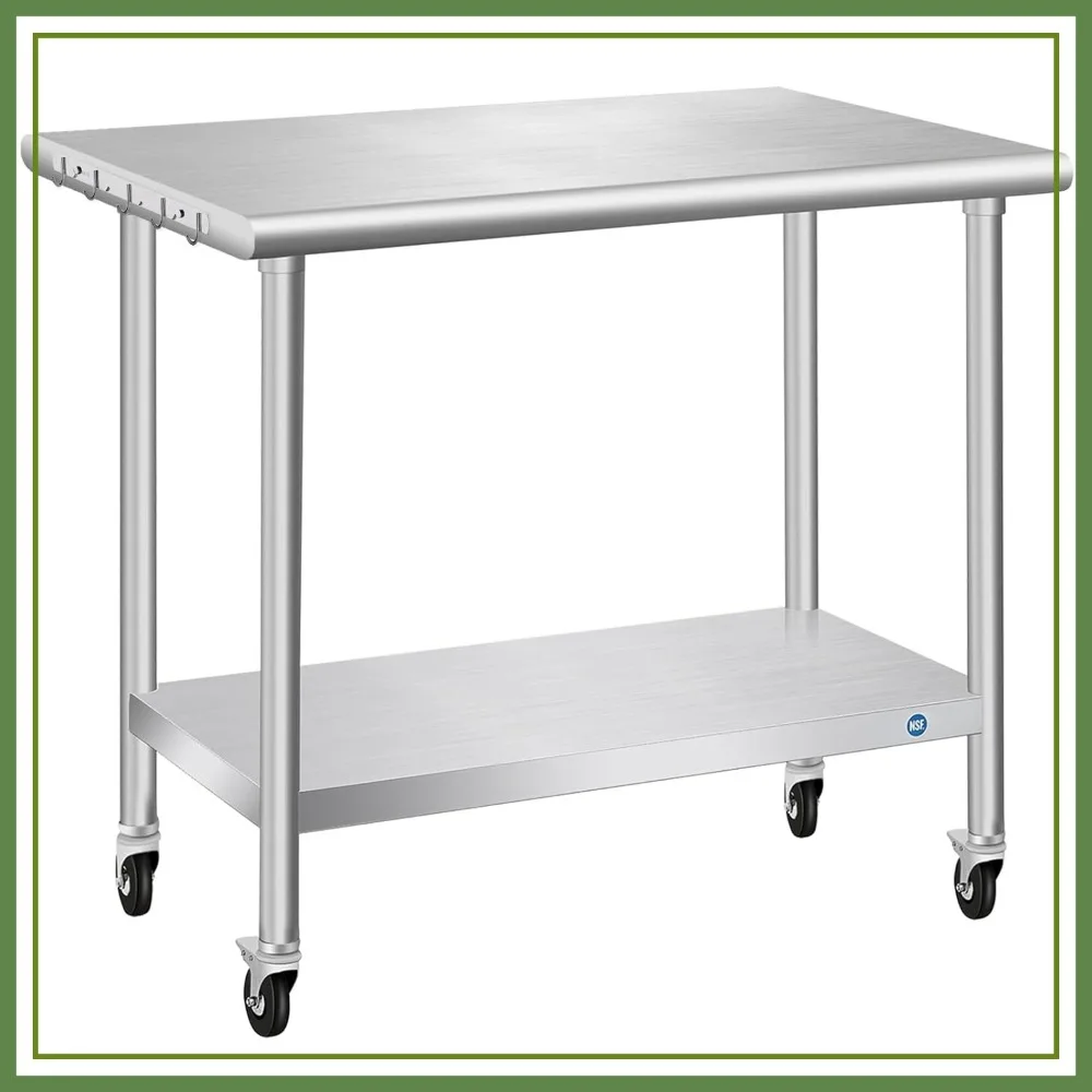 Stainless Steel Prep Table with Wheels 24x36 Inch Commercial Work Table for Kitchen Garage
Stainless Steel Prep Table with Wheels 24x36 Inch Commercial Work Table for Kitchen Garage