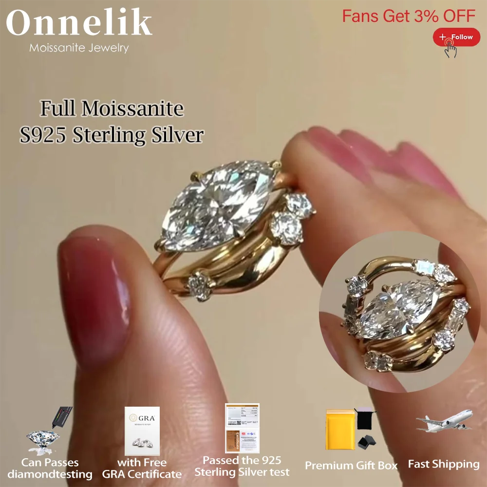 Onnelik S925 Sterling Silver 1CT Marquise Moissanite Diamond with GRA Wearing Multiple Ring for Woman Wedding Fine Jewelry Gifts
Onnelik S925 Sterling Silver 1CT Marquise Moissanite Diamond with GRA Wearing Multiple Ring for Woman Wedding Fine Jewelry Gifts