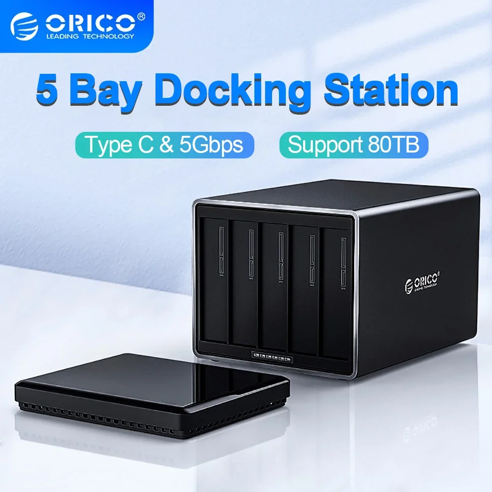 ORICO 5 bay Hard Drive Docking Station 3.5'' Type-C External hard disk box storage cabinet Aluminum for 3.5 inch Hard Drive Case
ORICO 5 bay Hard Drive Docking Station 3.5'' Type-C External hard disk box storage cabinet Aluminum for 3.5 inch Hard Drive Case