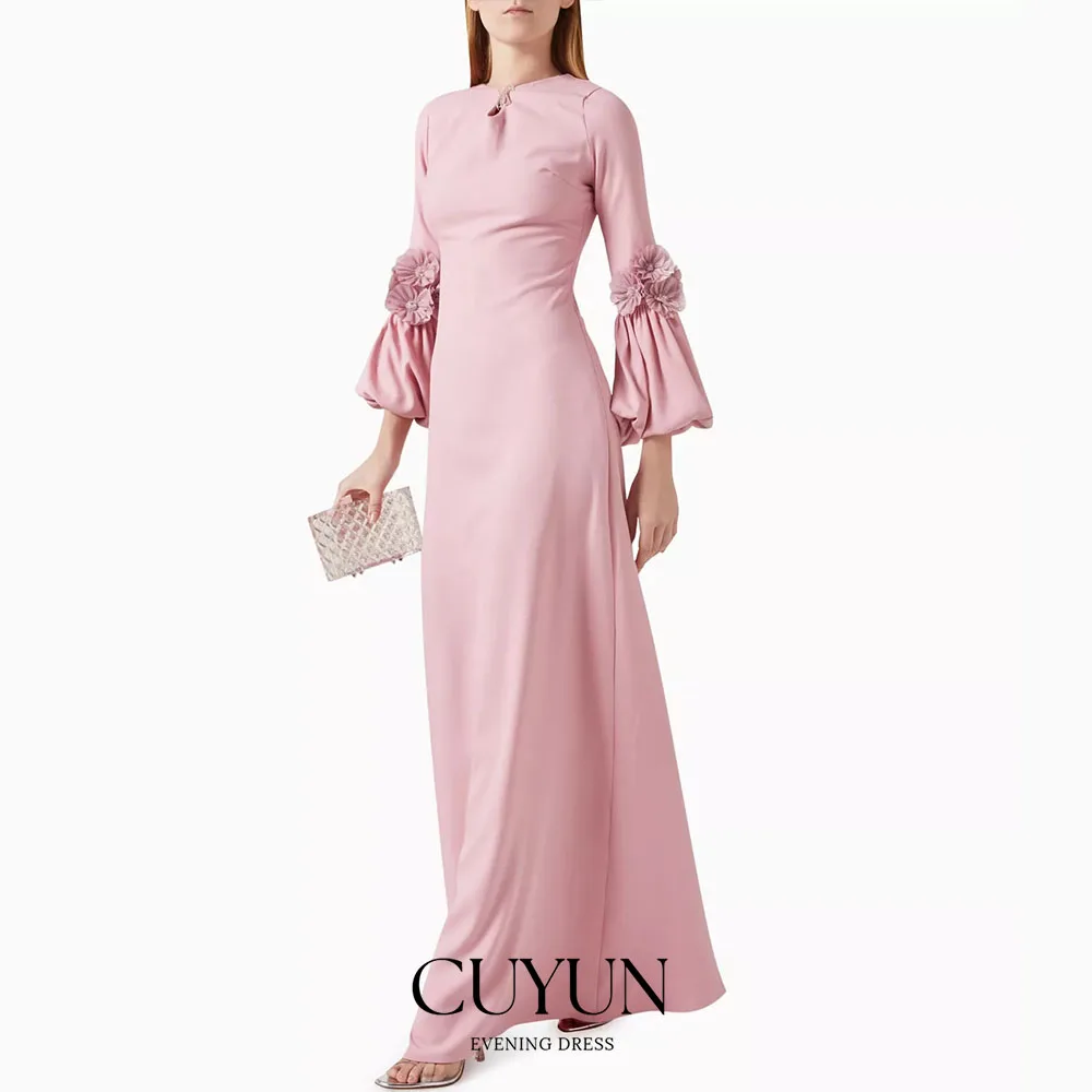 CUYUN Customized Long Sleeves with Flower Evening Dresses for Woman Straight Floor Length Prom Dress Simple Style Party Dress
CUYUN Customized Long Sleeves with Flower Evening Dresses for Woman Straight Floor Length Prom Dress Simple Style Party Dress
