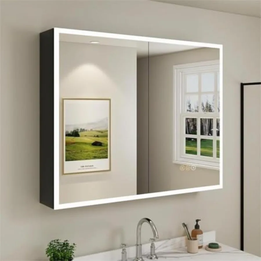 40 x 32 Inch Medicine Cabinet with LED Lights and Mirror, Recessed/Wall Mounted Bathroom Cabinet, 3-Color Light, Defogger, Memo
40 x 32 Inch Medicine Cabinet with LED Lights and Mirror, Recessed/Wall Mounted Bathroom Cabinet, 3-Color Light, Defogger, Memo